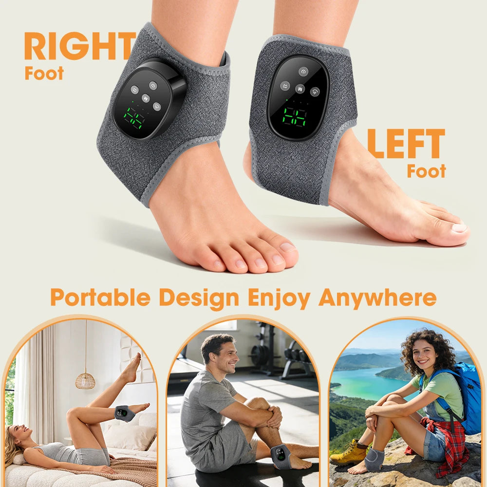 Heated Wrist & Foot Massager for Carpal Tunnel, Cordless Hand Wrist Brace with 5 Heat & 3 Vibration Modes, Arthritis Pain Relief