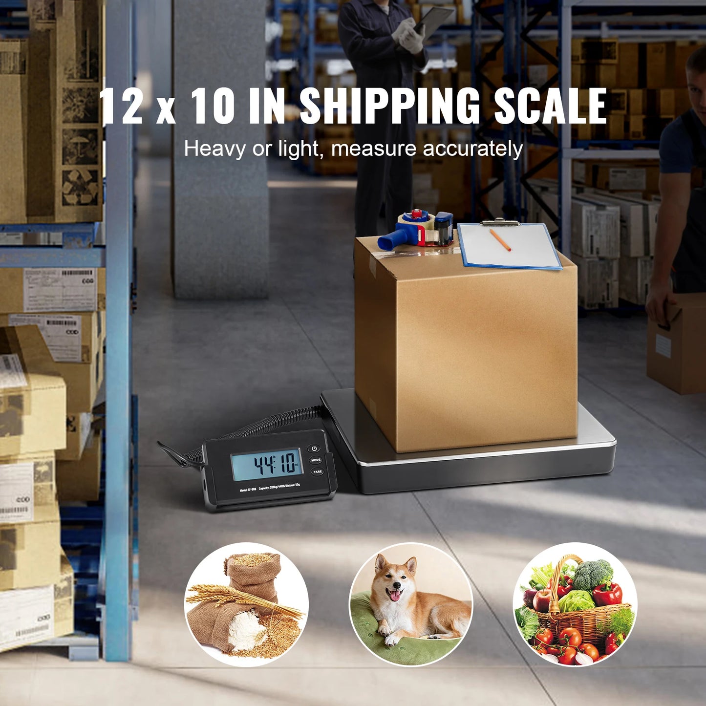 Portable 440lb digital shipping scale with timer.