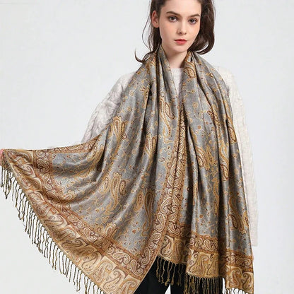 Autumn Winter Scarf Women Pashmina Shawls Cashmere Blanket Paisley Warm Thick Chunky Stoles Lady Elegant Poncho Outdoor Bufanda