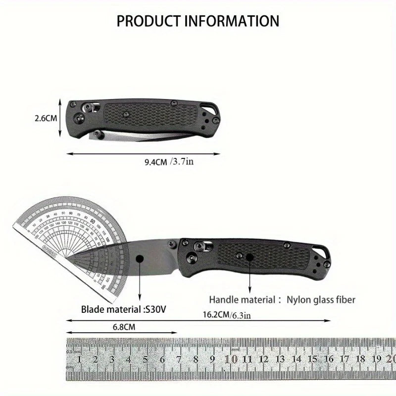 Axle Lock Folding Knife S30V Steel Blade Nylon Fiber Handle Outdoor Camping Survival EDC Practical Cutting Knife