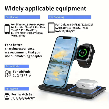 30W LED Fast Wireless Charger Stand For iPhone 15 14 13 12 11