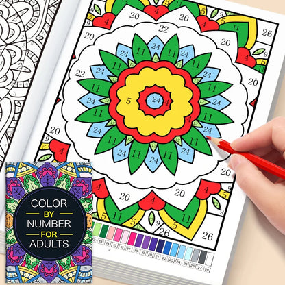 Color by Number for Adults Coloring Book 32 Pages Floral Mandala Design Stress Relief Relaxation Therapy Activity Book