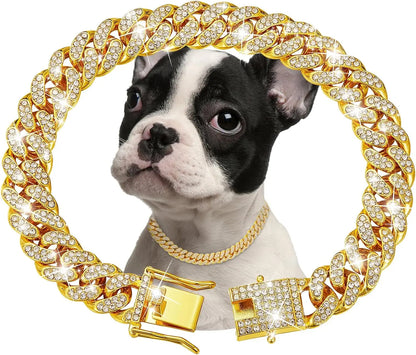 Dog Chain Collar Luxury Gold Pet Metal Chain Collar For Small Medium Large Dogs Cats Pet Jewelry Necklace Accessory
