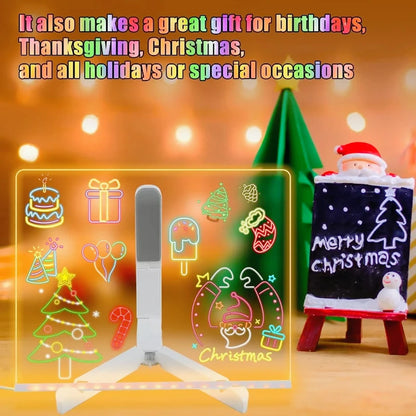 DIY LED Note Board With Night Light Colorful 7 Pens Acrylic Message Board Children‘s Drawing Board For Kids Birthday Gift
