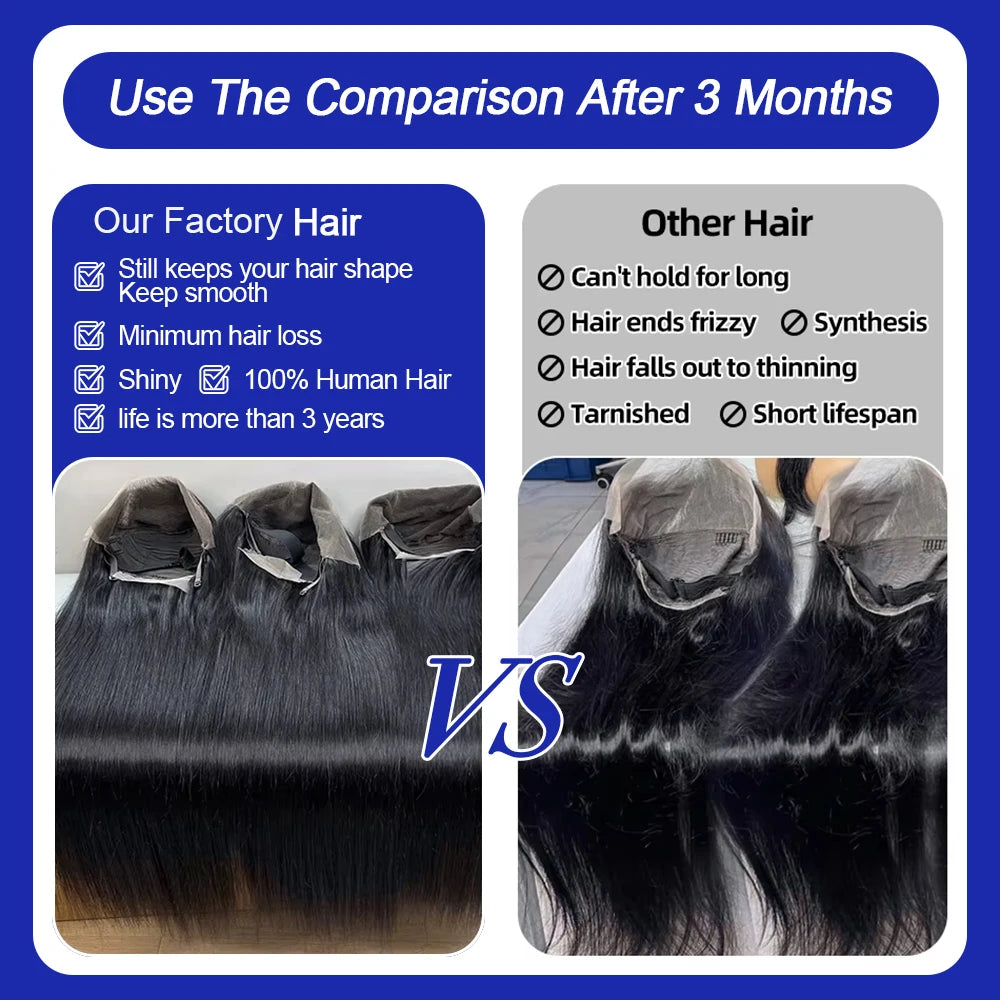  40 42 Inch Straight Human Hair Wigs 13x4 13X6 HD Lace Frontal Wig 300% Density Human Hair Remy Invisible Swiss Lace Wigs For Women