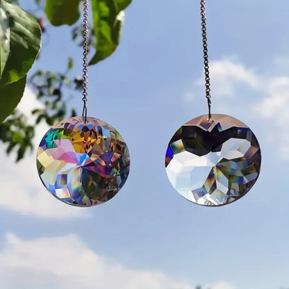 2pcs, Round Crystal Sun Catchers, Glass Prism Hanging Sun Catchers, Rainbow Maker For Window, Balcony, Kitchen, Garden Decor
