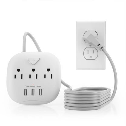 Power strip with switch, 3 power strip, 3 USB Ports, 10ft Extension Cord, Quick Charge, Fire Resistant, For Home