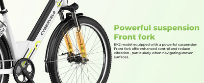 1000W Peak Electric Bike for Adults Cybervelo EK2 26" Step-Thru 14Ah Removable Battery 80Miles City Commuter Ebike