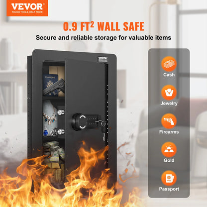 Tall Hidden Wall Safe With Digital Keypad Security.
