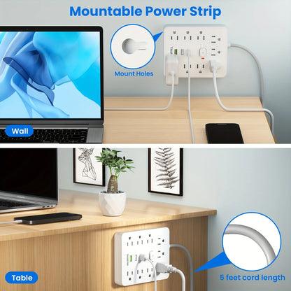 Surge Protector Power Strip With USB Charging.