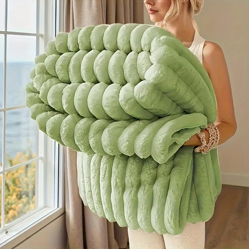 Soft Warm Striped Fleece Blanket For Adult Beds.