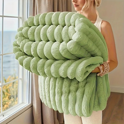 Soft Warm Striped Fleece Blanket For Adult Beds.