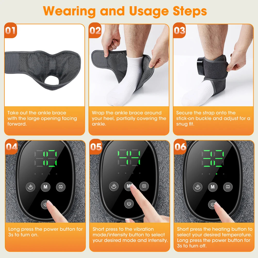 Heated Wrist & Foot Massager for Carpal Tunnel, Cordless Hand Wrist Brace with 5 Heat & 3 Vibration Modes, Arthritis Pain Relief