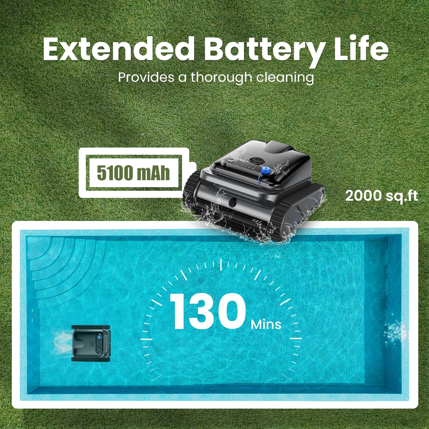Upgraded Cordless Pool Robot With Powerful Four‑Motor Cleaning.