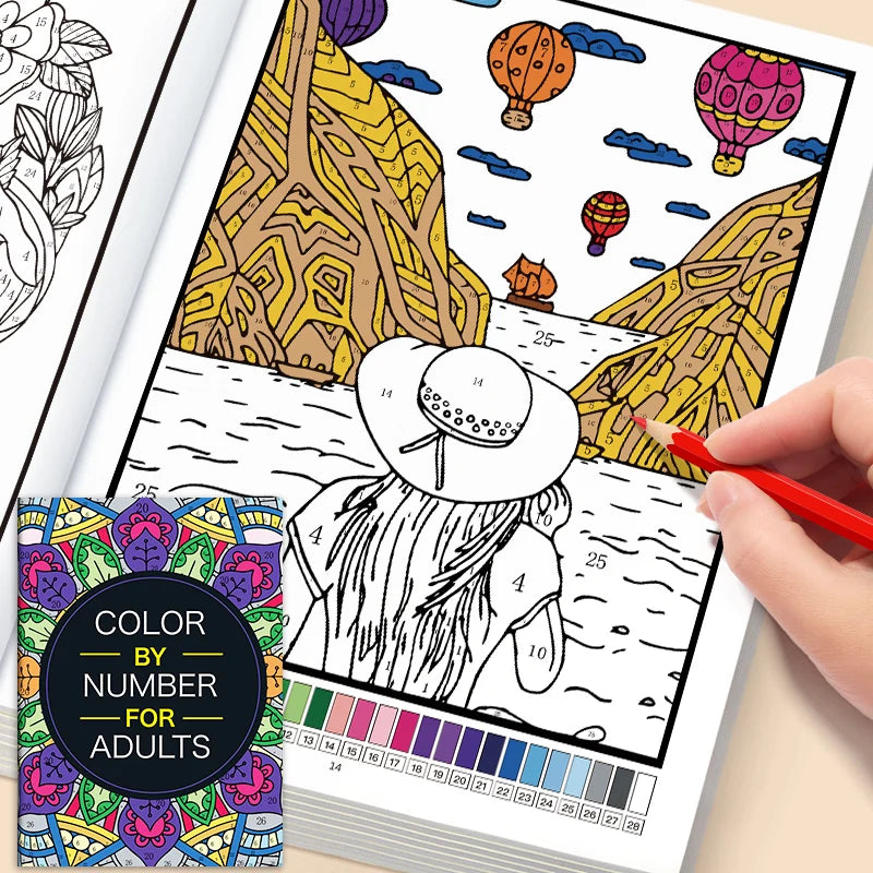 Color by Number for Adults Coloring Book 32 Pages Floral Mandala Design Stress Relief Relaxation Therapy Activity Book