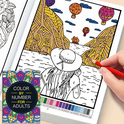 Color by Number for Adults Coloring Book 32 Pages Floral Mandala Design Stress Relief Relaxation Therapy Activity Book