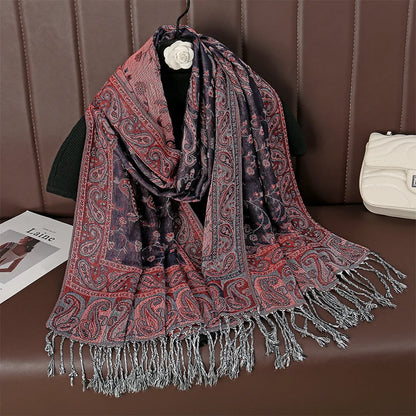 Autumn Winter Scarf Women Pashmina Shawls Cashmere Blanket Paisley Warm Thick Chunky Stoles Lady Elegant Poncho Outdoor Bufanda