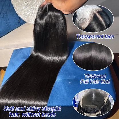  40 42 Inch Straight Human Hair Wigs 13x4 13X6 HD Lace Frontal Wig 300% Density Human Hair Remy Invisible Swiss Lace Wigs For Women