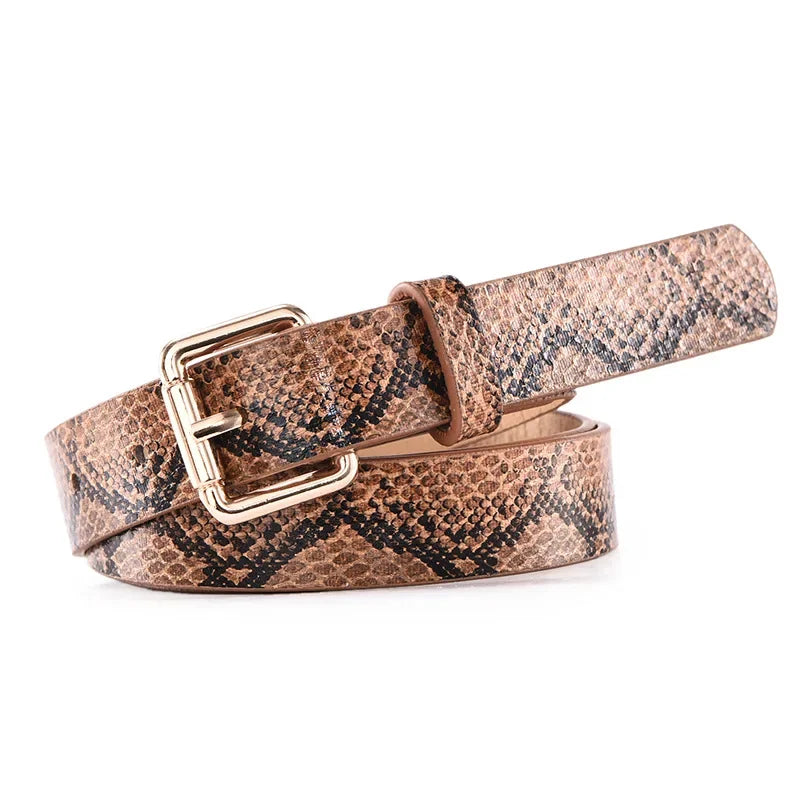 Hot Sale New Fashion Customized PU Leather Leopard Snake Print Slim Belt For Women