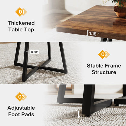 Tribesigns Square Dining Table for 4, 31.5" Industrial Dinner Table with Metal Base, Wood Kitchen Table for Dining Room