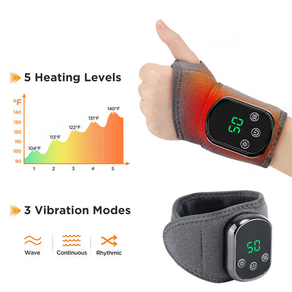 Heated Wrist & Foot Massager for Carpal Tunnel, Cordless Hand Wrist Brace with 5 Heat & 3 Vibration Modes, Arthritis Pain Relief