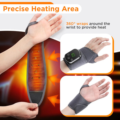 Heated Wrist & Foot Massager for Carpal Tunnel, Cordless Hand Wrist Brace with 5 Heat & 3 Vibration Modes, Arthritis Pain Relief