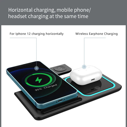 30W LED Fast Wireless Charger Stand For iPhone 15 14 13 12 11