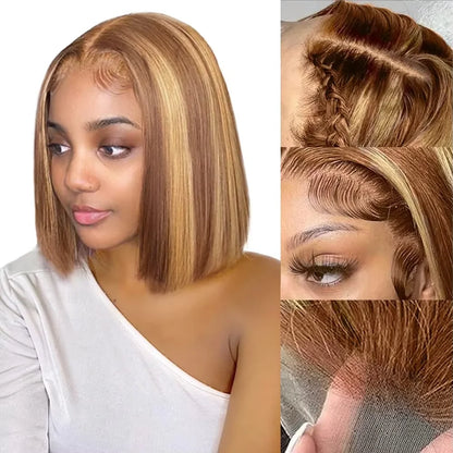 Glueless 4/27 lace bob wig, human hair.