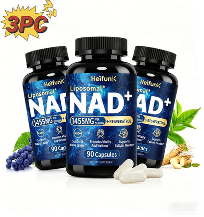 Supplement 1450mg NAD Resveratrol Supplement for Women and Men NAD+ Support Cellular Health Anti Aging 90 Count
