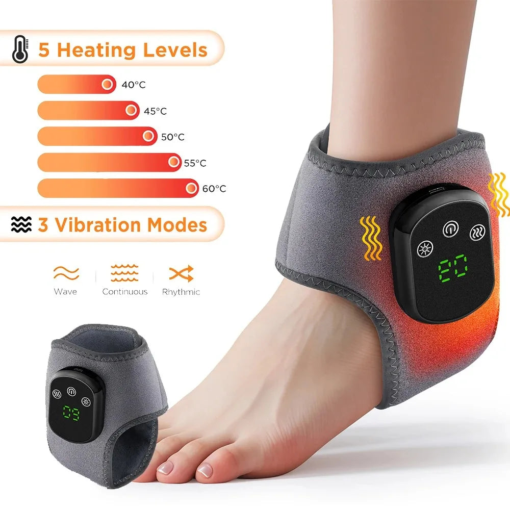 Heated Wrist & Foot Massager for Carpal Tunnel, Cordless Hand Wrist Brace with 5 Heat & 3 Vibration Modes, Arthritis Pain Relief