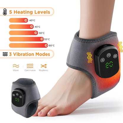 Heated Wrist & Foot Massager for Carpal Tunnel, Cordless Hand Wrist Brace with 5 Heat & 3 Vibration Modes, Arthritis Pain Relief