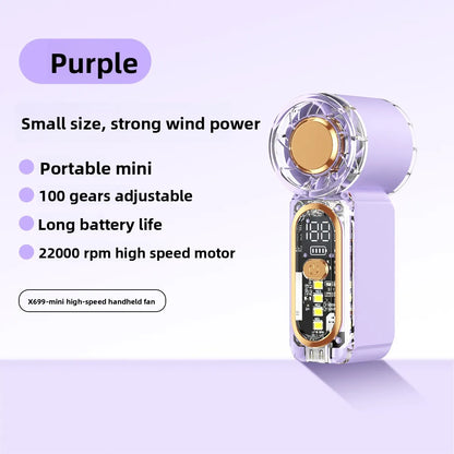 High Velocity Portable USB Charging Hand Fan Mini Powerful Pocket Fan With Strong Airflow For Summer Camping Sports Beach Travel