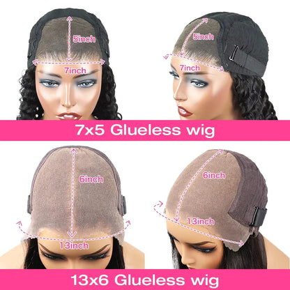 Wear And Go Water Wave 13x6 Hd Glueless Wig Human Hair For Women 7x5 Frontal Curly Lace Front Wigs On Clearance Sale 250 Density