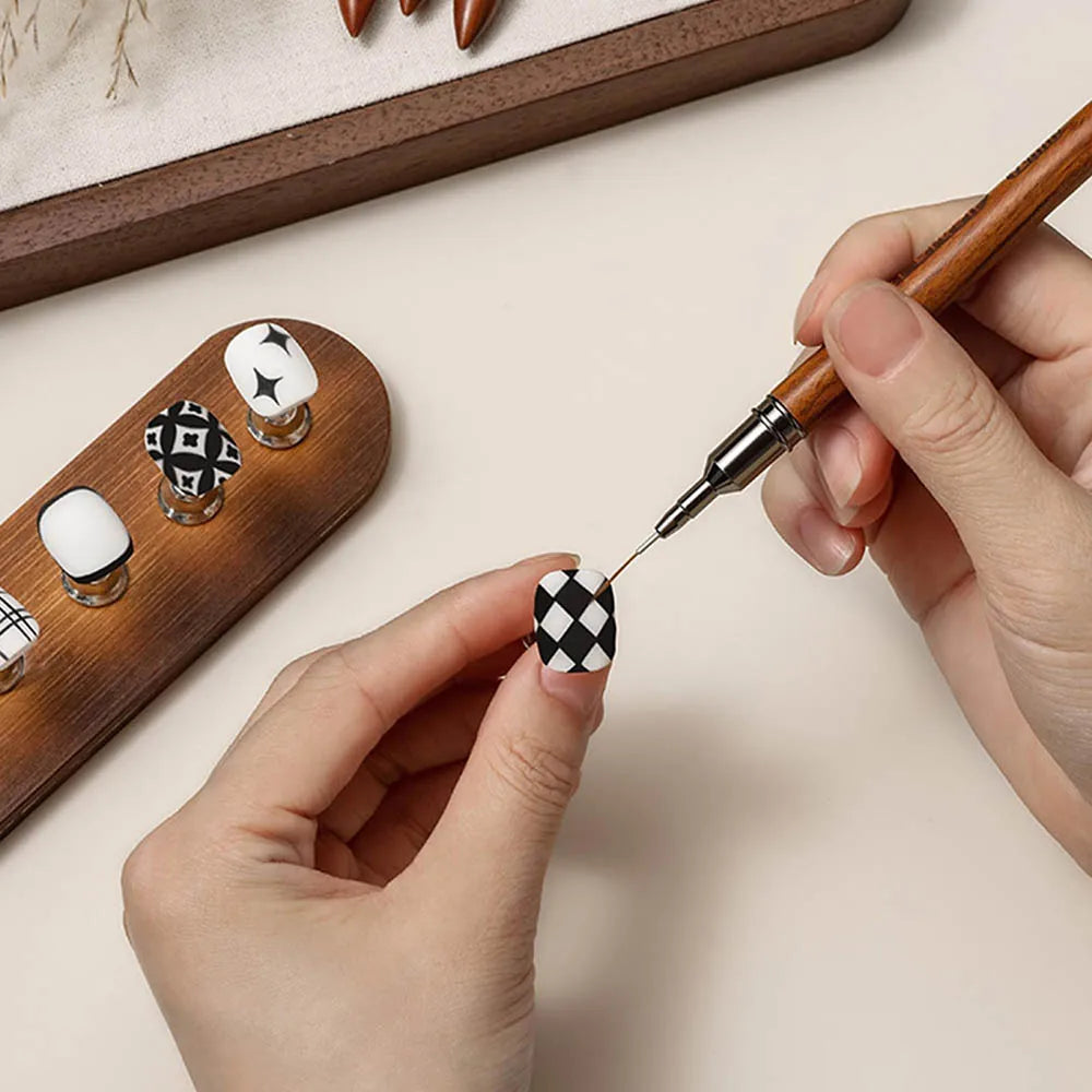 Wooden Nail Art Brushes, Nail Art Liner Brush for Thin Details, Fine Drawing Liner Brush UV Gel Polish Painting Nail Design Tool