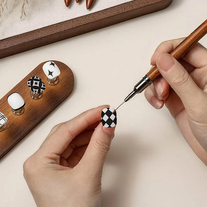 Wooden Nail Art Brushes, Nail Art Liner Brush for Thin Details, Fine Drawing Liner Brush UV Gel Polish Painting Nail Design Tool