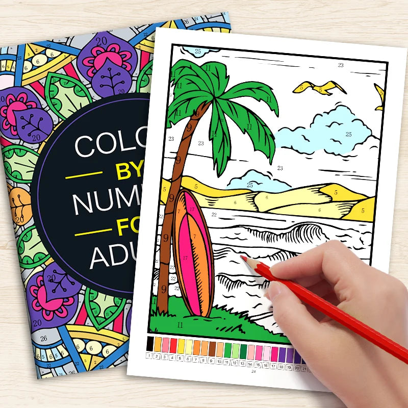 Color by Number for Adults Coloring Book 32 Pages Floral Mandala Design Stress Relief Relaxation Therapy Activity Book
