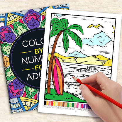 Color by Number for Adults Coloring Book 32 Pages Floral Mandala Design Stress Relief Relaxation Therapy Activity Book