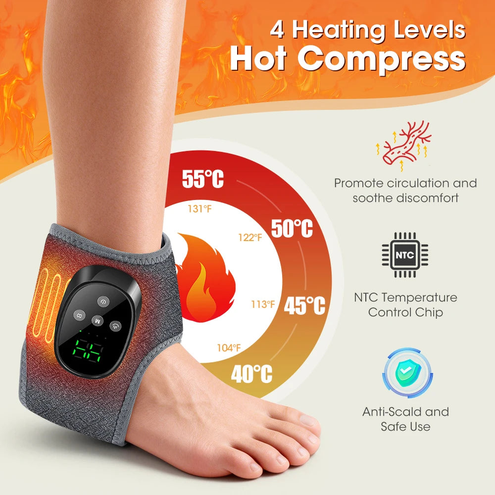 Heated Wrist & Foot Massager for Carpal Tunnel, Cordless Hand Wrist Brace with 5 Heat & 3 Vibration Modes, Arthritis Pain Relief
