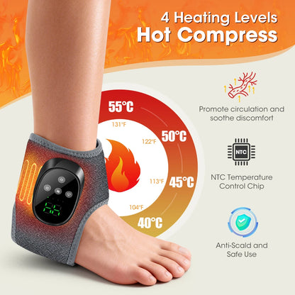 Heated Wrist & Foot Massager for Carpal Tunnel, Cordless Hand Wrist Brace with 5 Heat & 3 Vibration Modes, Arthritis Pain Relief