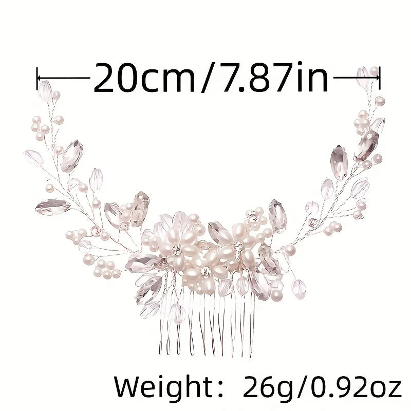 Crystal Rhinestone Flower Pearl Hair Comb Bridal Headband Tiara Hairpin Party Wedding Bridal Hair Accessories Jewelry