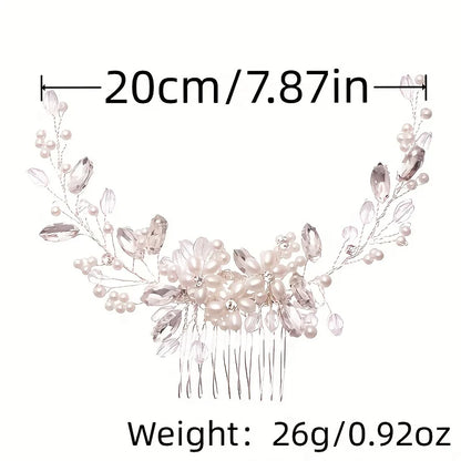 Crystal Rhinestone Flower Pearl Hair Comb Bridal Headband Tiara Hairpin Party Wedding Bridal Hair Accessories Jewelry