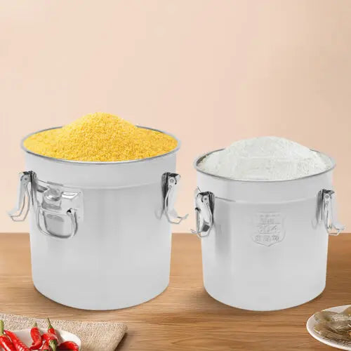 21L/33L Airtight Rice Bucket Canister Food Storage Container 304 Stainless Steel
