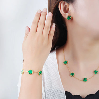 Classic Luxury Stainless Steel Clover Bracelet Adjustable Five-Leaf Flower Bangle Fashion Party Jewelry Gifts for Women