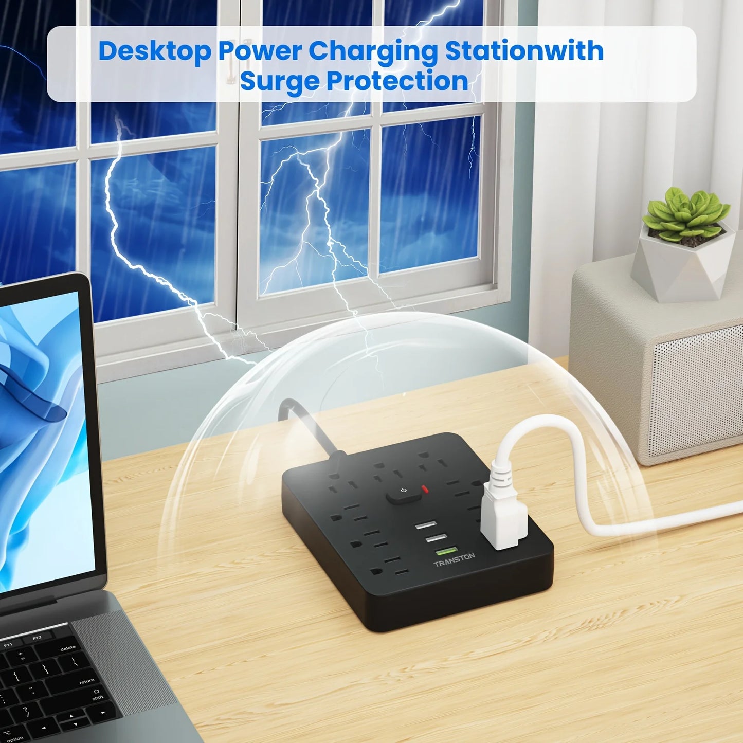Surge Protector Power Strip With USB Charging.