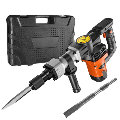1400W Demolition Jack Hammer Electric Jackhammer Heavy Duty 2900 BPM Concrete Breaker 2pcs Chisels Bits Chipping