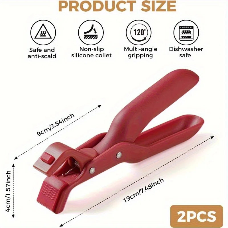 1/2Pcs Anti-Scald Hot Dish Gripper Clips, Non-Slip Kitchen Bowl Plate Holder Clamp for Air Fryer, Oven, Pans & Steamers