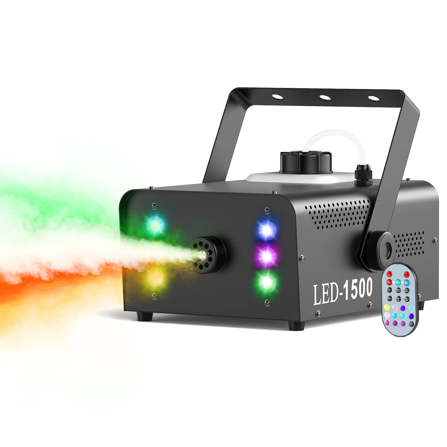 1500W Smoke Machine RGB 6 LED Fog Machine with Remote Control for DJ Disco Party Christmas Stage Effect Fogger Machine