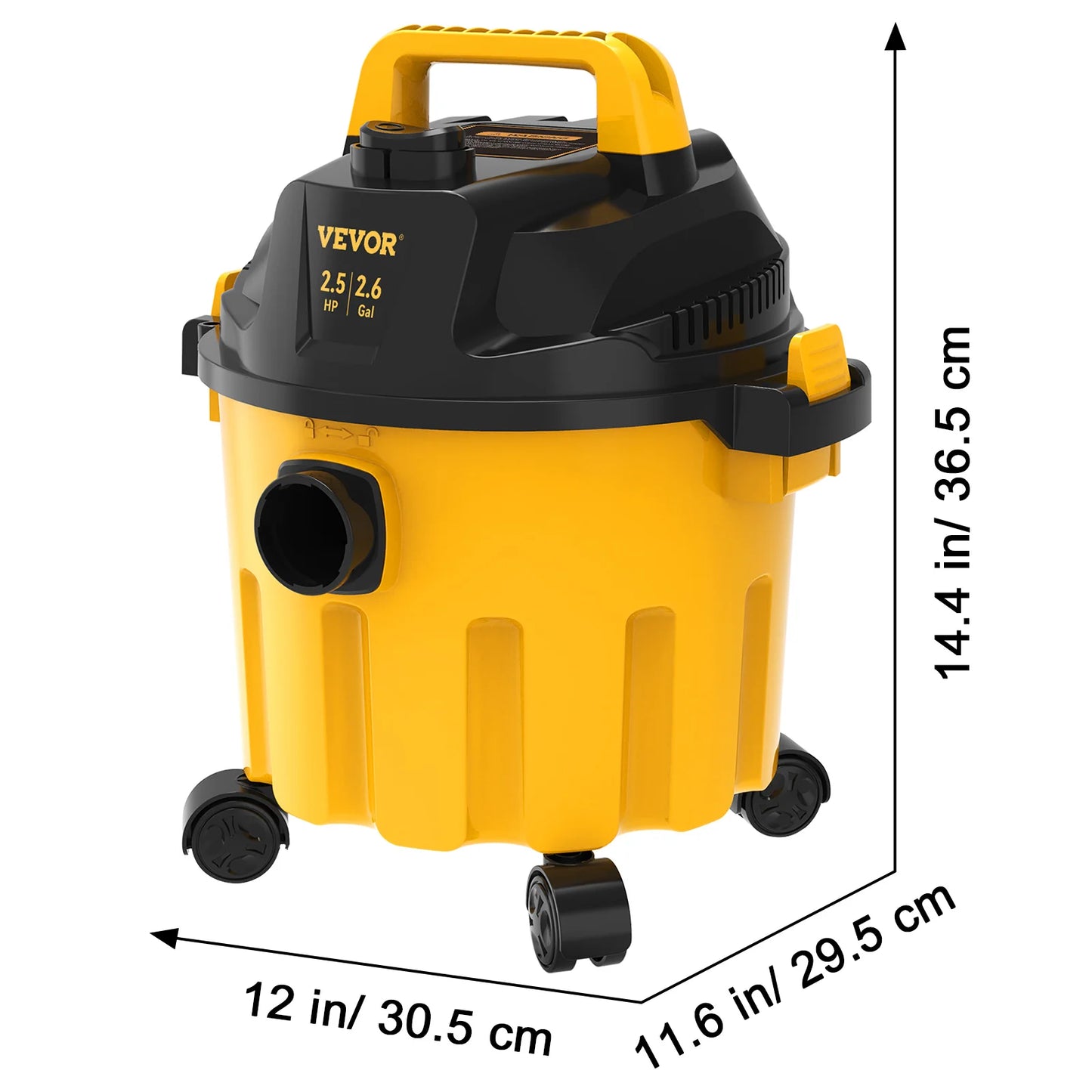 Wet Dry Vac 2.6 Gallon 2.5 Peak HP 3 in 1 Portable Shop Vacuum with Blowing Function  Attachment Storage for Floor