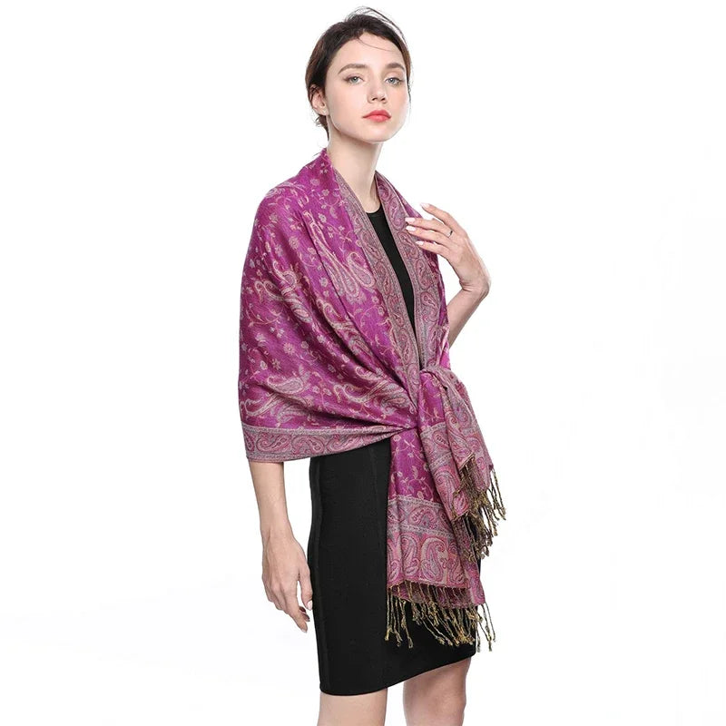 Autumn Winter Scarf Women Pashmina Shawls Cashmere Blanket Paisley Warm Thick Chunky Stoles Lady Elegant Poncho Outdoor Bufanda