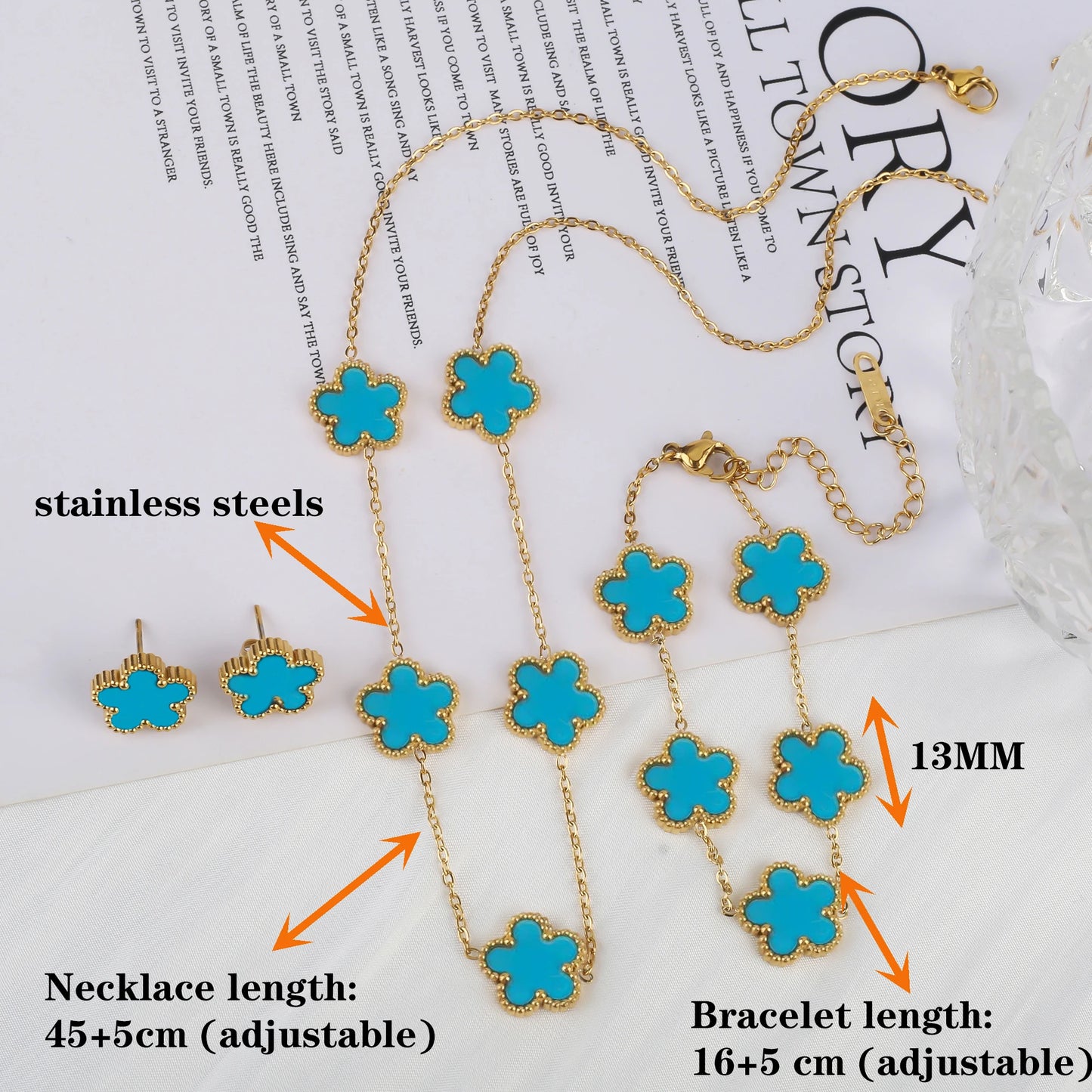 Classic Luxury Stainless Steel Clover Bracelet Adjustable Five-Leaf Flower Bangle Fashion Party Jewelry Gifts for Women